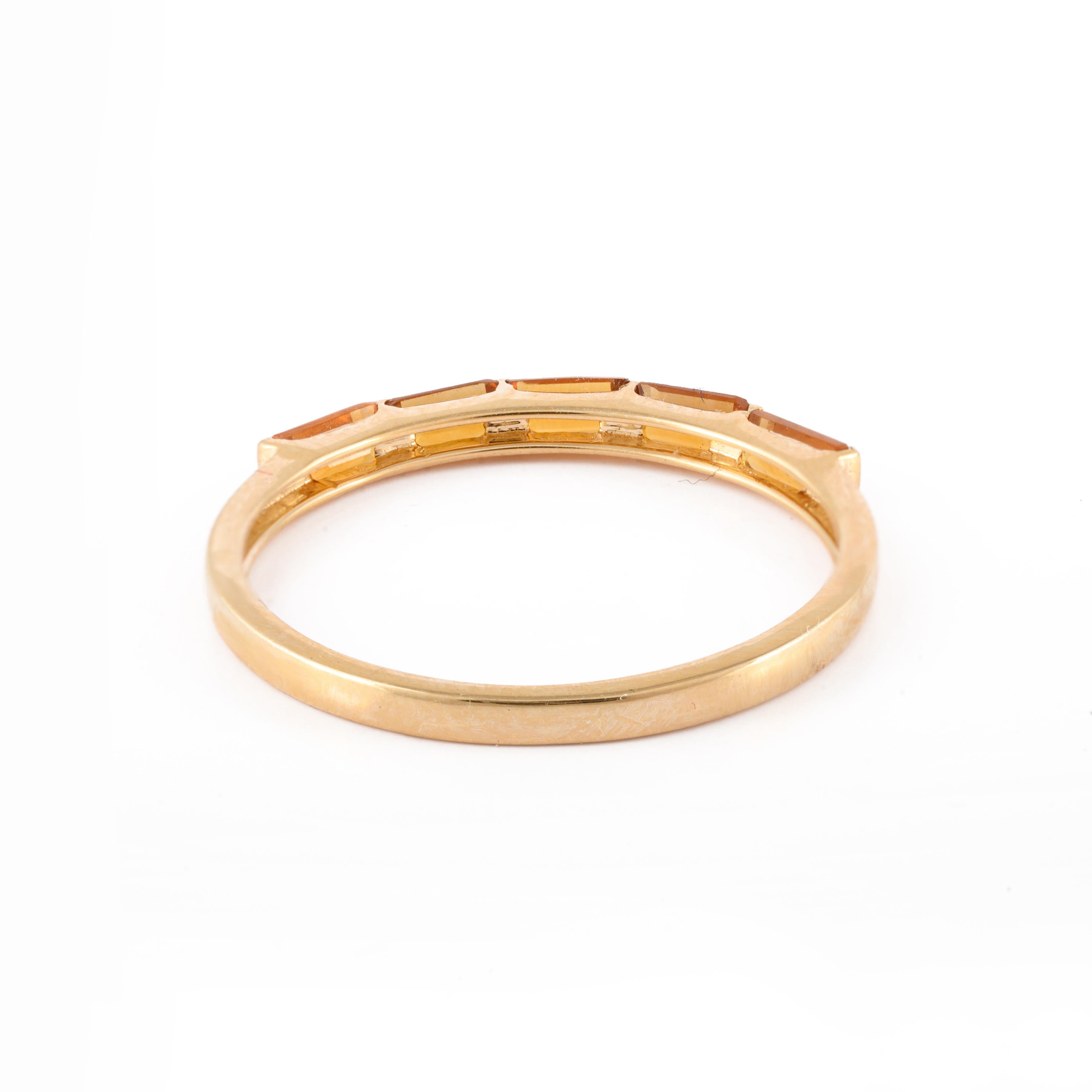 For Sale:  Stackable Citrine Half Eternity Band Ring in 18kt Solid Yellow Gold For Women 6
