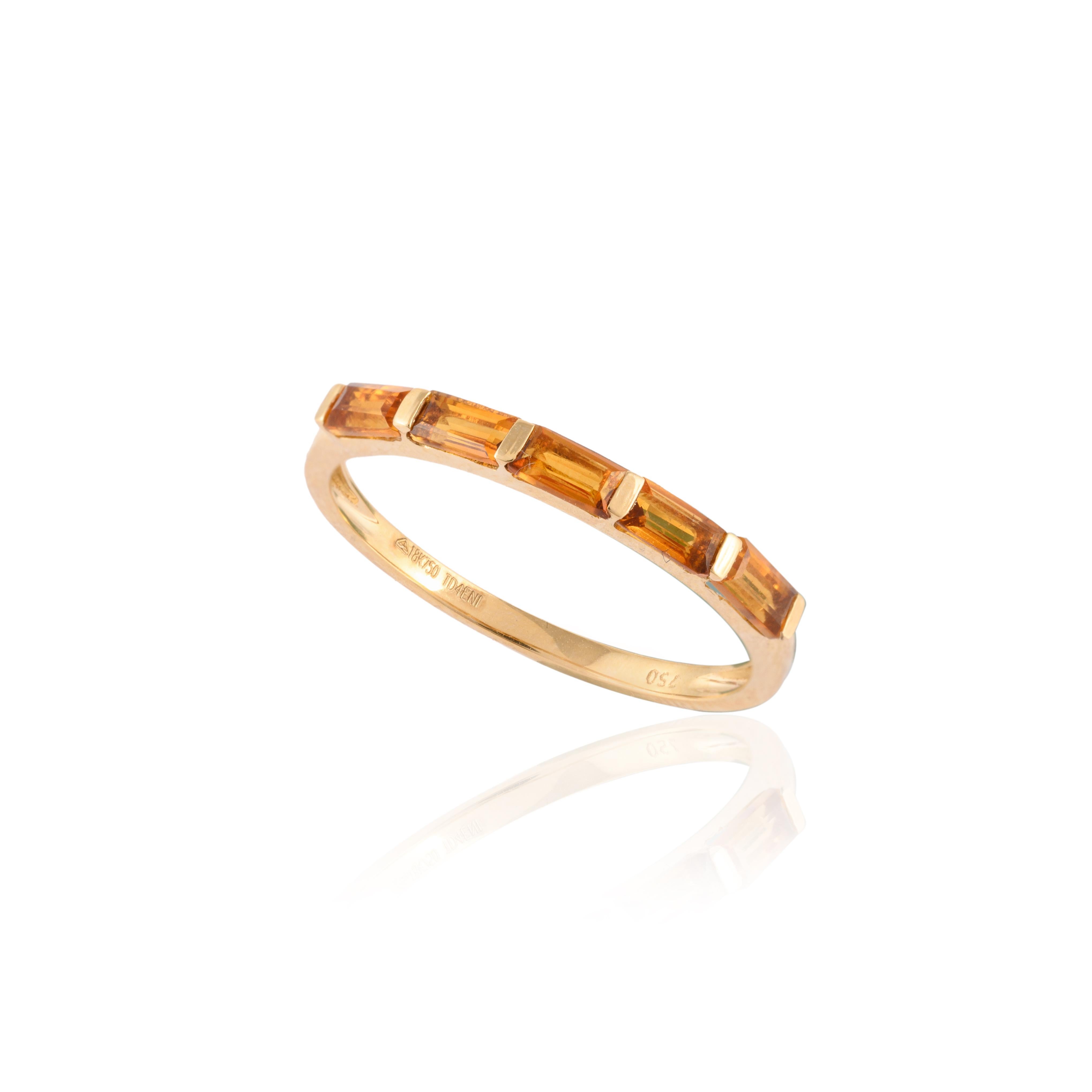 For Sale:  Stackable Citrine Half Eternity Band Ring in 18kt Solid Yellow Gold For Women 8