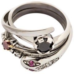 Stackable Cocktail Snake Ring in Silver with Zircons from IOSSELLIANI