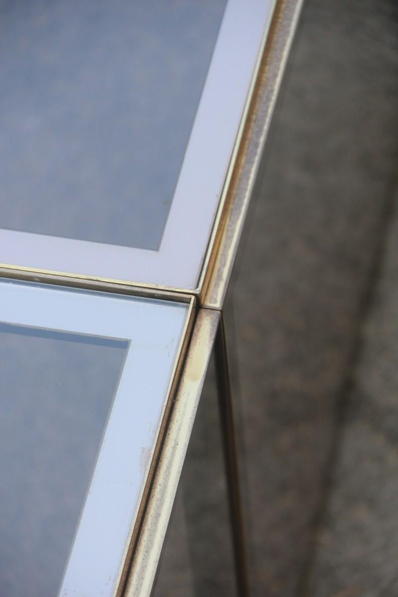 Stackable Coffee Tables in Mirrored Golden Brass Glass with a Square Shape 1970s For Sale 3