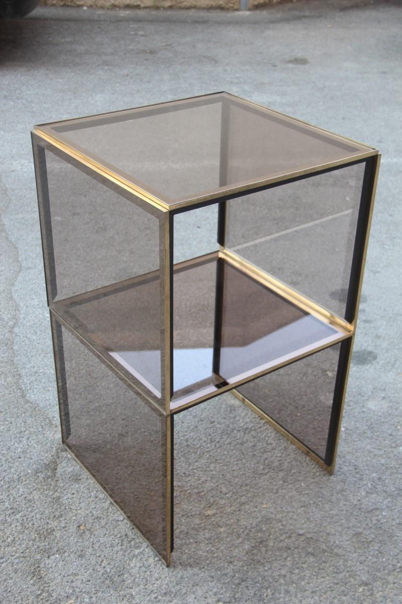 Stackable Coffee Tables in Mirrored Golden Brass Glass with a Square Shape 1970s For Sale 4
