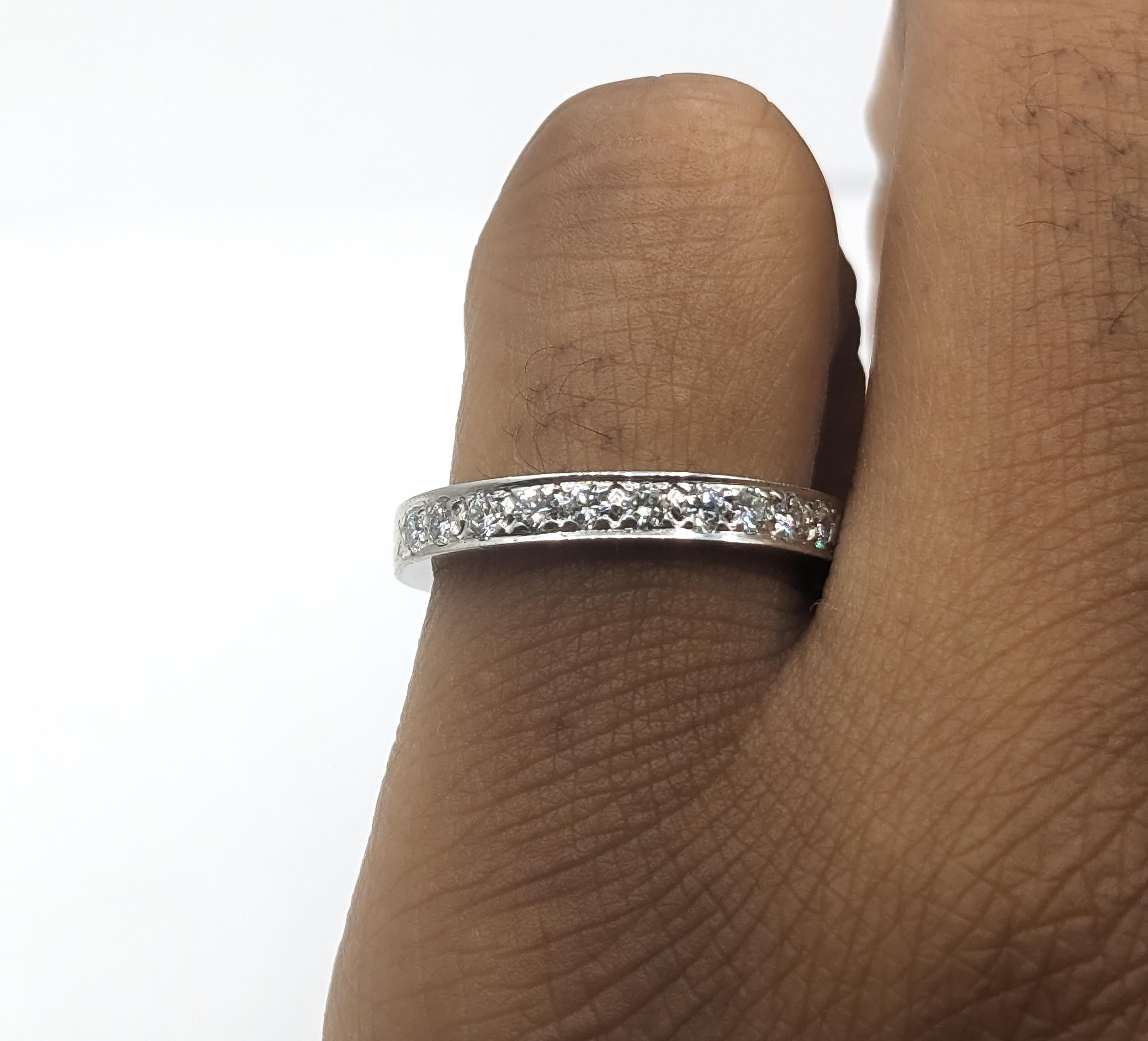 Round Cut Stackable Diamond Band Ring in 18k White Gold For Sale