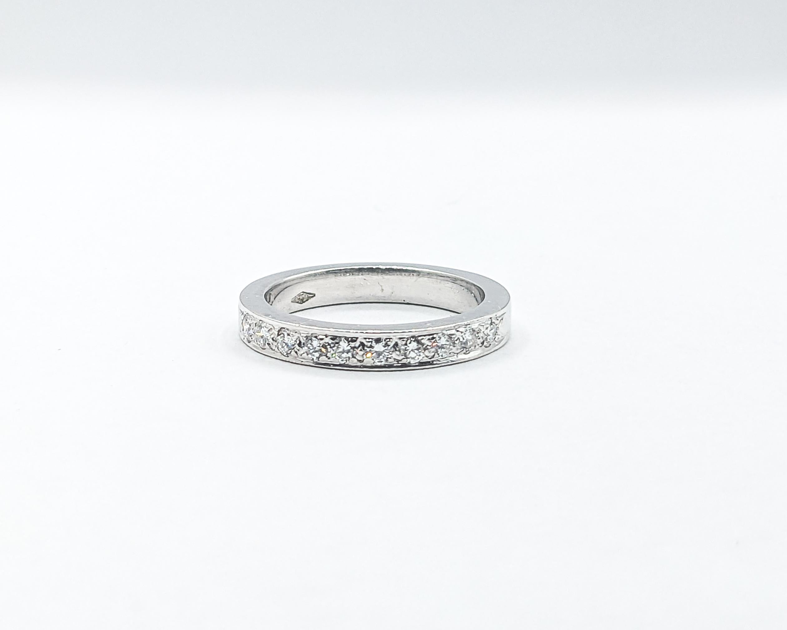 Stackable Diamond Band Ring in 18k White Gold For Sale 2