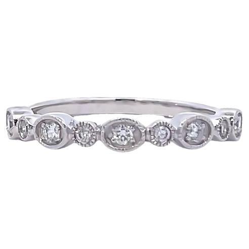 Stackable Diamond Ring Band 0.16 Carat 14k White Gold For Sale