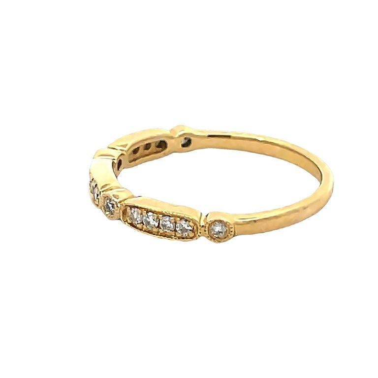 Modern Stackable Diamond Ring Band 0.18 Carat 14k Yellow Gold For Sale