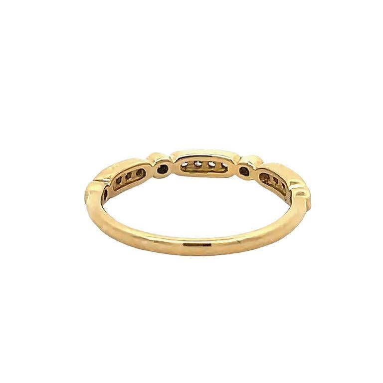 Round Cut Stackable Diamond Ring Band 0.18 Carat 14k Yellow Gold For Sale