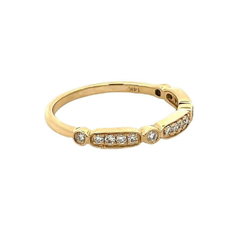 Stackable Diamond Ring Band 0.18 Carat 14k Yellow Gold In New Condition For Sale In New York, NY