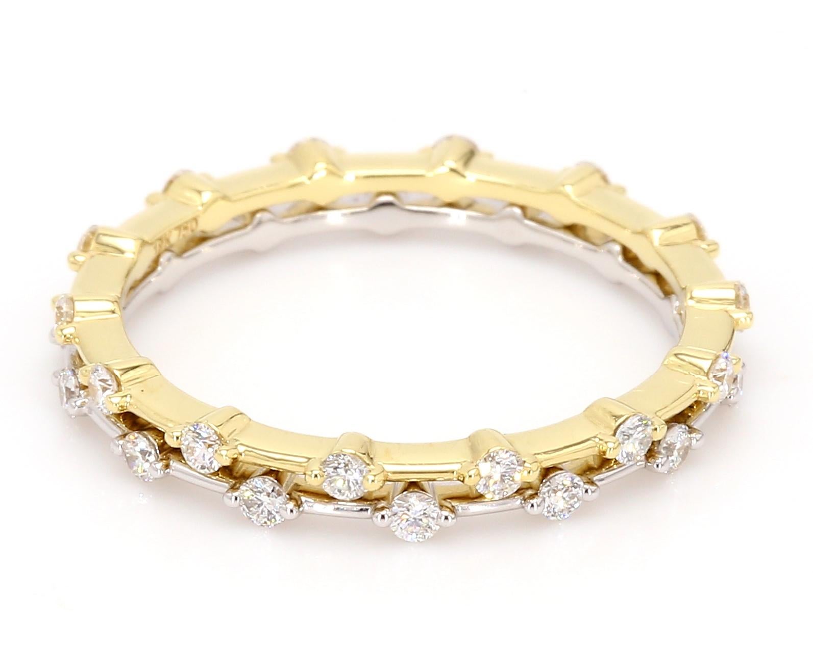 Stackable Diamond Ring Band Set 14K Yellow and White Gold 5