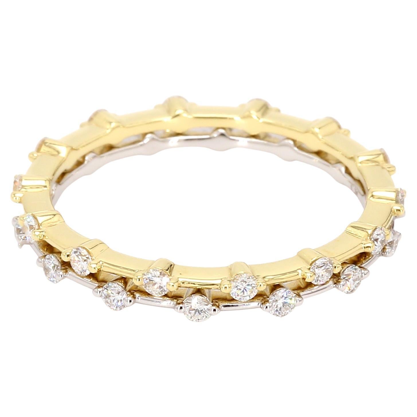 Stackable Diamond Ring Band Set 14K Yellow and White Gold