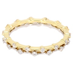 Stackable Diamond Ring Band Set 18K Yellow and White Gold