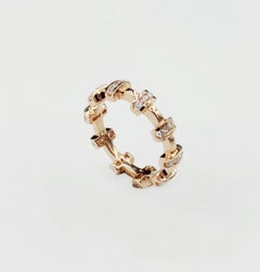 Stackable Diamond Tabby Weave All Rounder 18K Rose Gold Band Ring