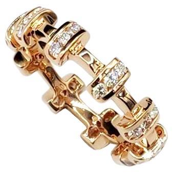 Stackable Diamond Tabby Weave All Rounder 18K Rose Gold Band Ring For Sale