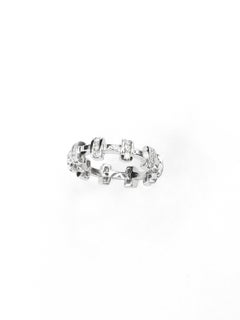Stackable Diamond Tabby Weave All Rounder 18K White Gold Band Ring