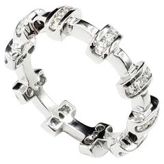 Stackable Diamond Tabby Weave All Rounder 18K White Gold Band Ring