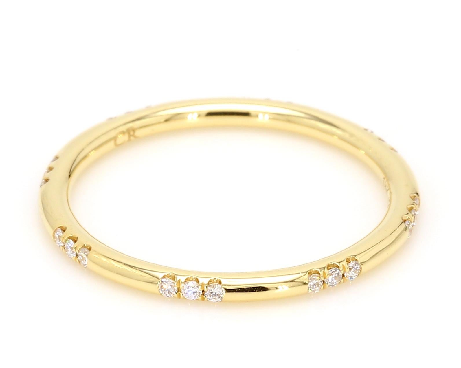 Stackable Diamond Wedding Band 14K Yellow, White and Rose Gold 2