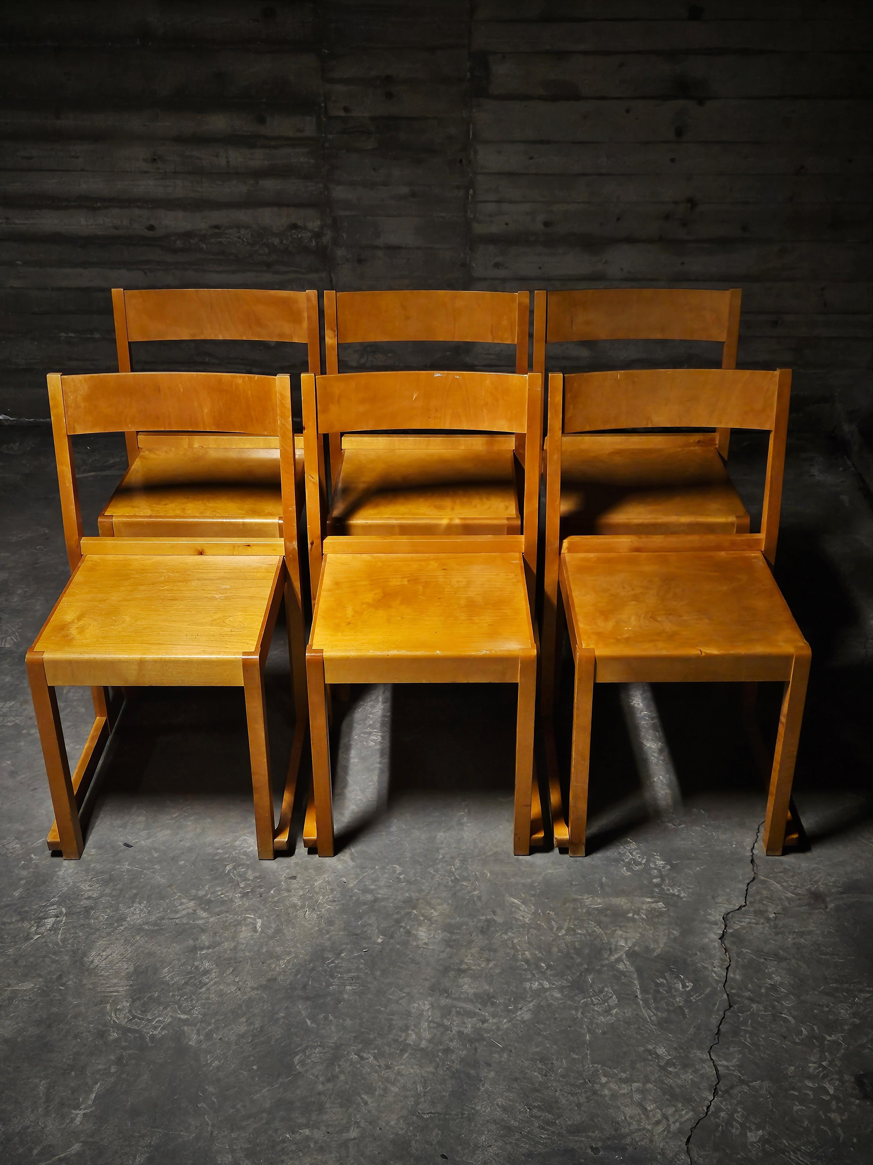 Stackable dining chairs 'Orchestra' by Sven Markelius, Sweden, 1930s In Good Condition In Eskilstuna, SE