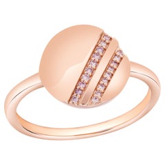 Stackable Double Row Argyle Pink Diamond Round Disk Ring 14k Rose Gold