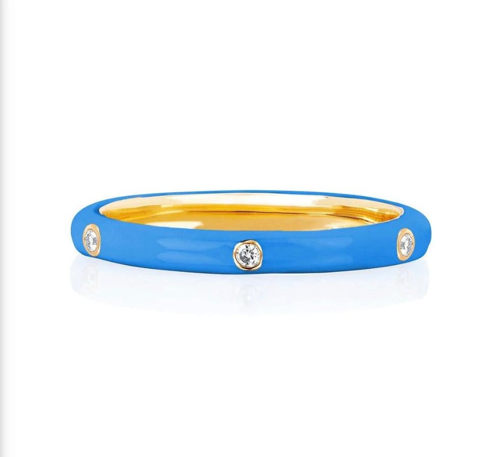Women's Stackable Enamel Diamond Band in 18K Yellow Gold Pre Order Yours Today!! For Sale
