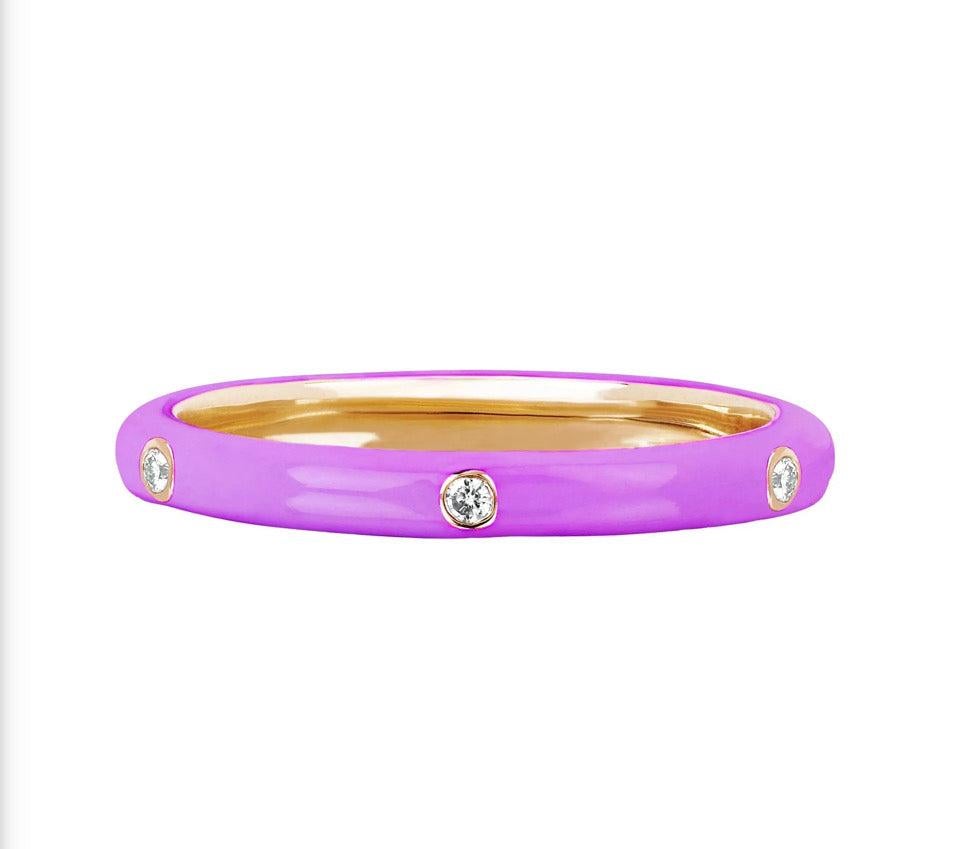 Stackable Enamel Diamond Band in 18K Yellow Gold Pre Order Yours Today!! For Sale 3