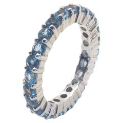Stackable Eternity 1.40ct Blue Topaz Sterling Silver Band Ring