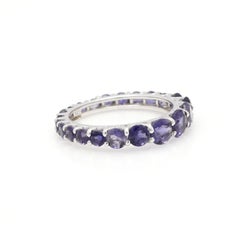 Stackable Eternity 2.27ct Iolite Gemstone Band Ring in 18k White Gold Settings