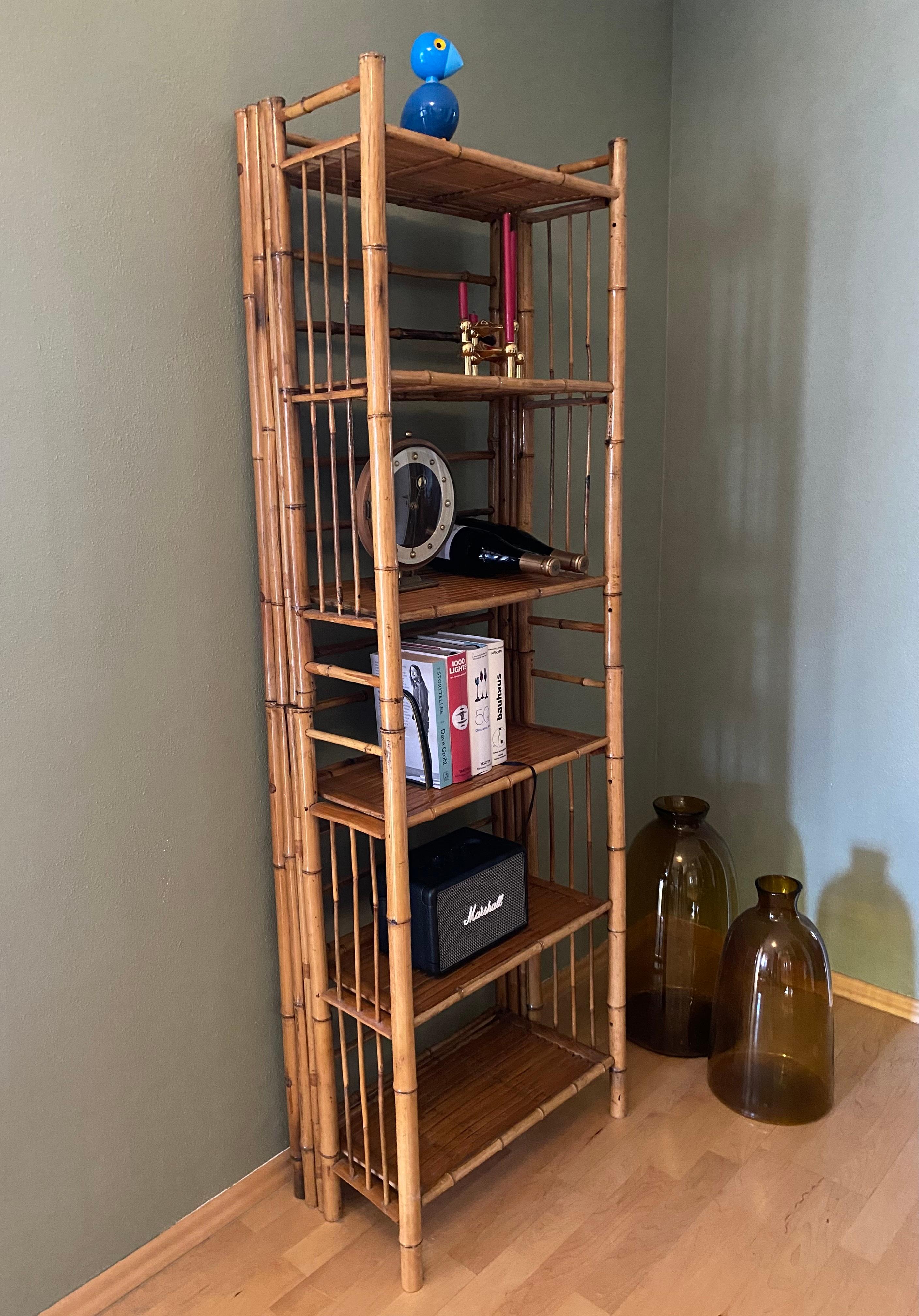 Stackable & Foldable Bamboo Shelving Unit, Italy, 1960s 4