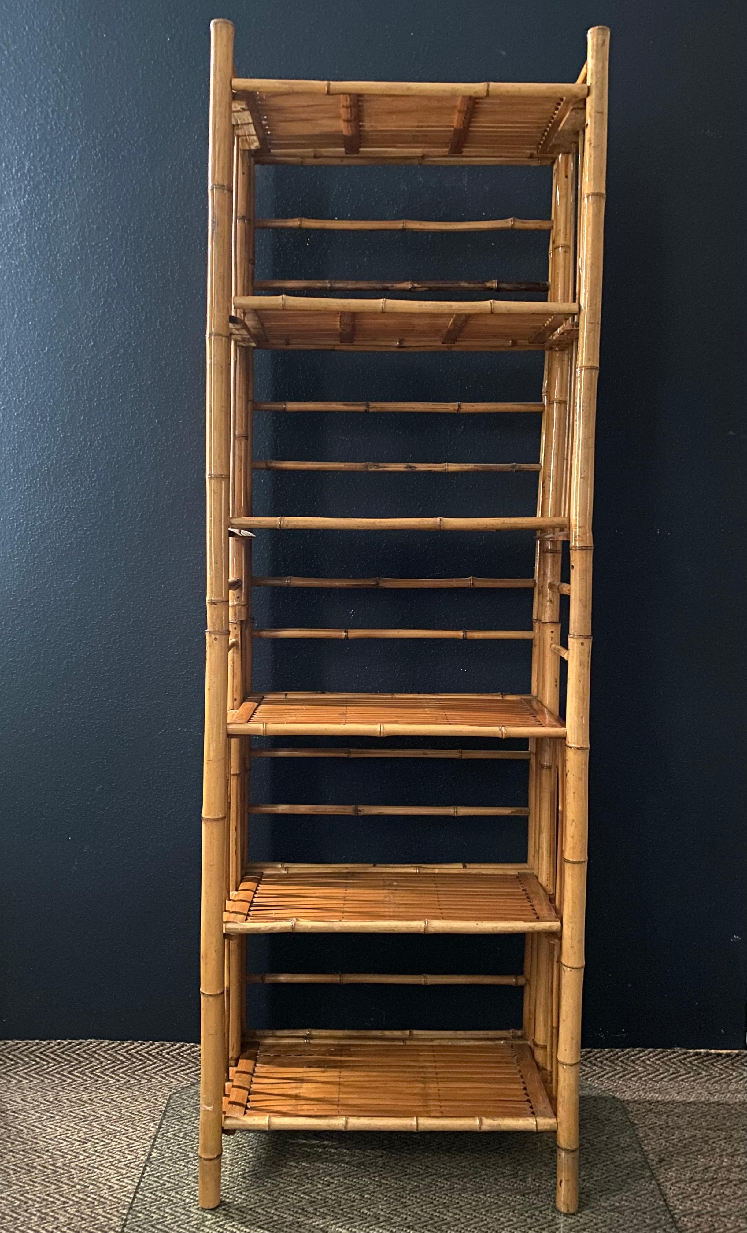 Stackable & Foldable Bamboo Shelving Unit, Italy, 1960s 6