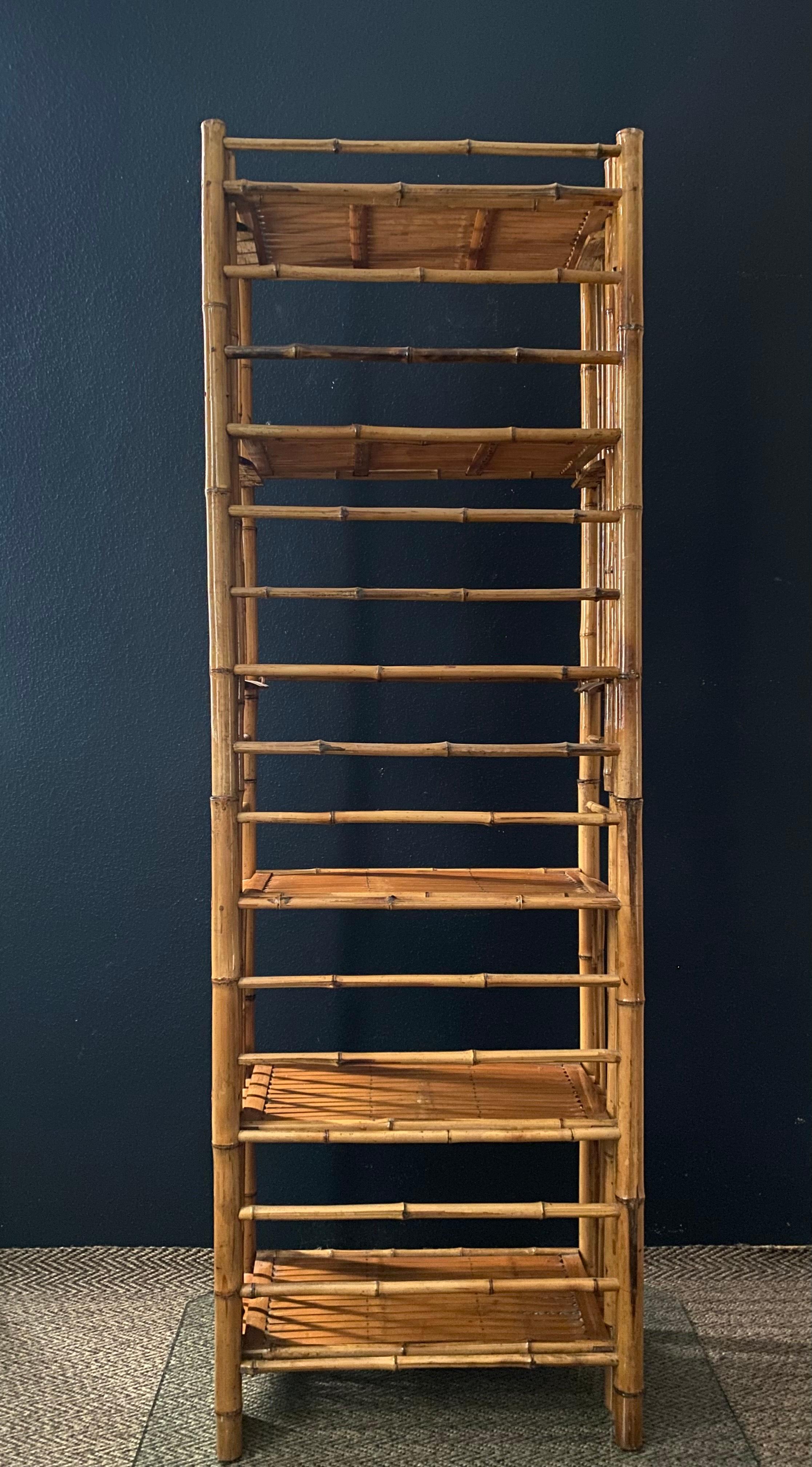 Stackable & Foldable Bamboo Shelving Unit, Italy, 1960s 8