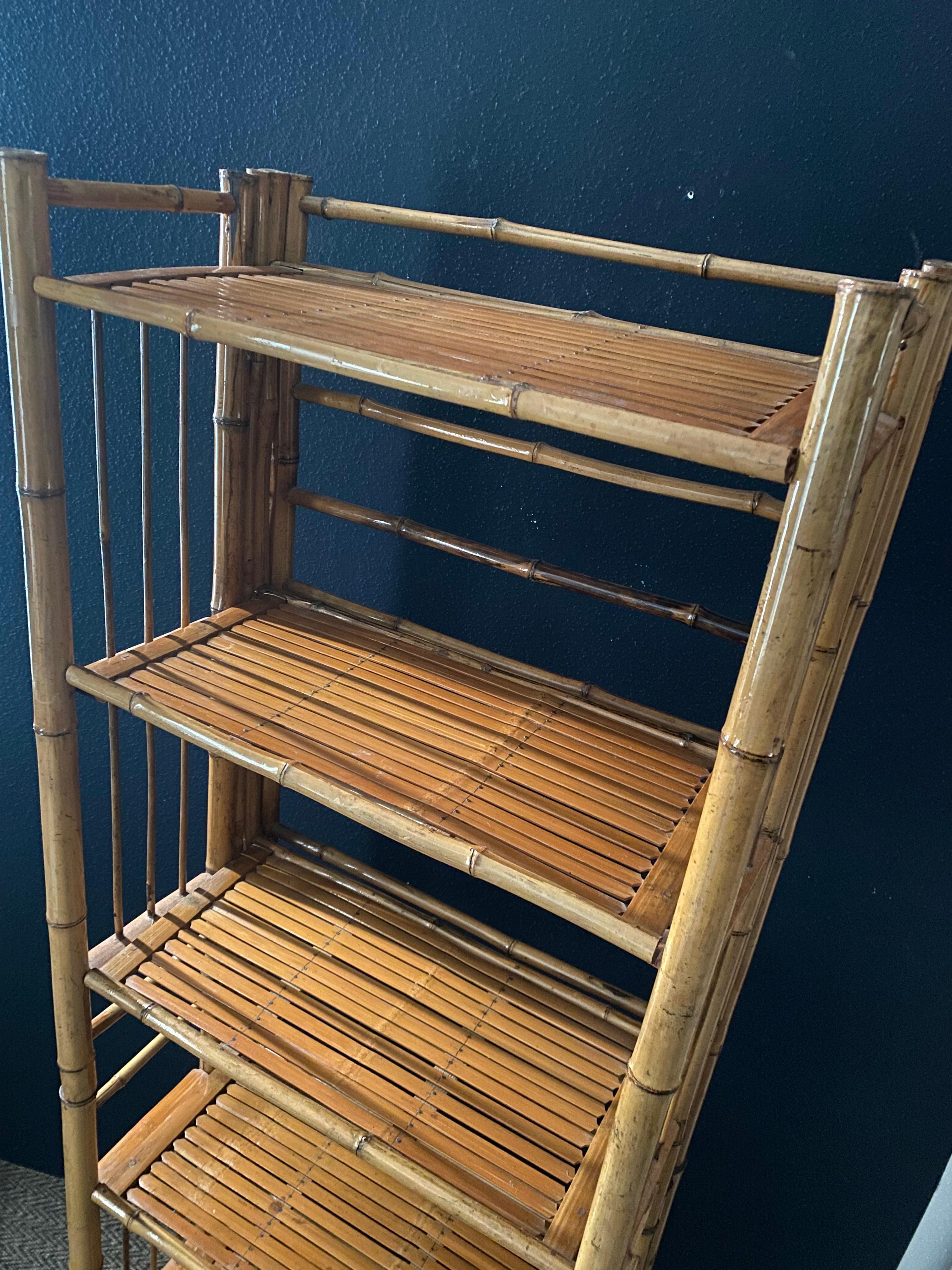 Stackable & Foldable Bamboo Shelving Unit, Italy, 1960s 9