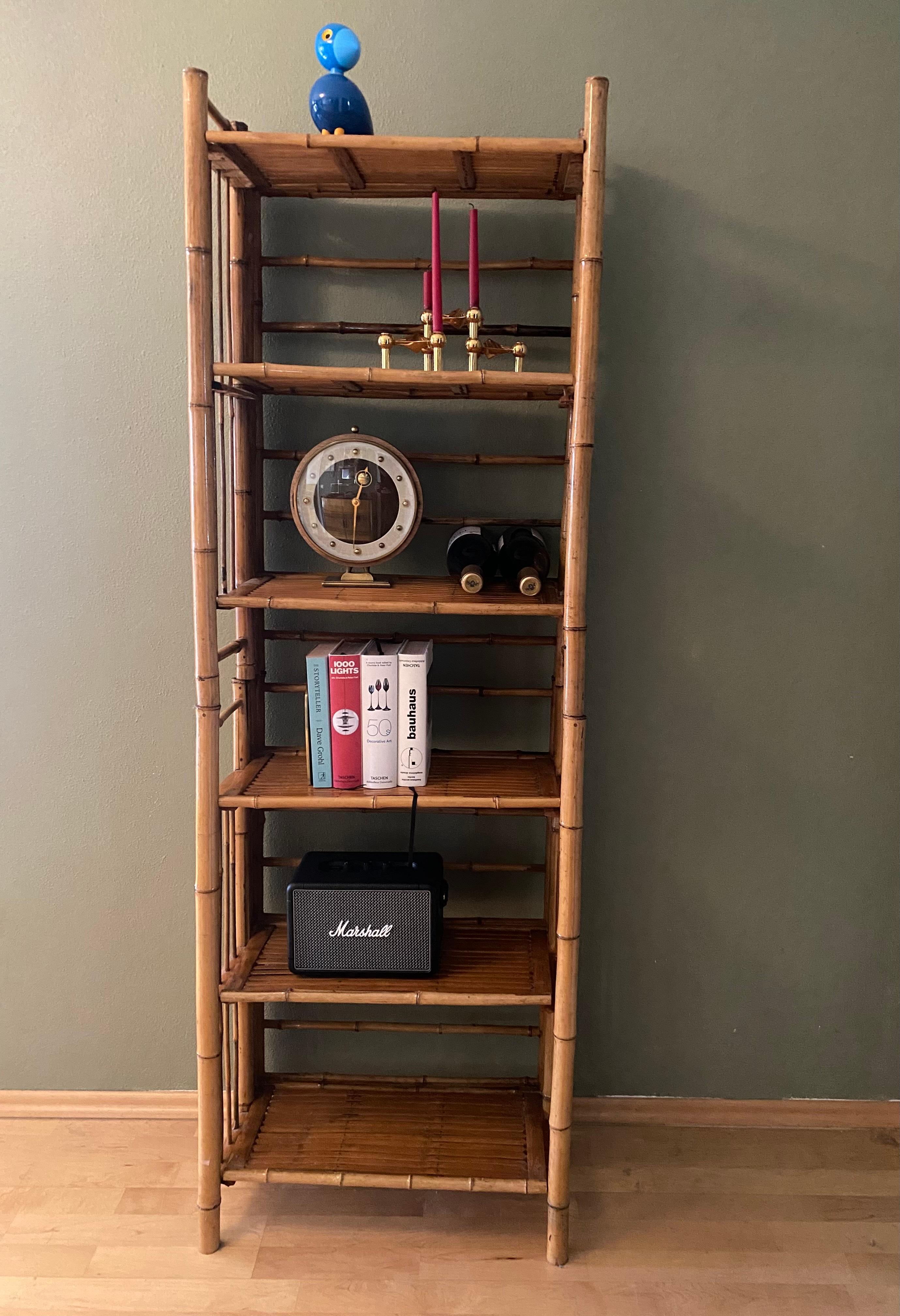 Stackable & Foldable Bamboo Shelving Unit, Italy, 1960s In Good Condition In Cork, IE