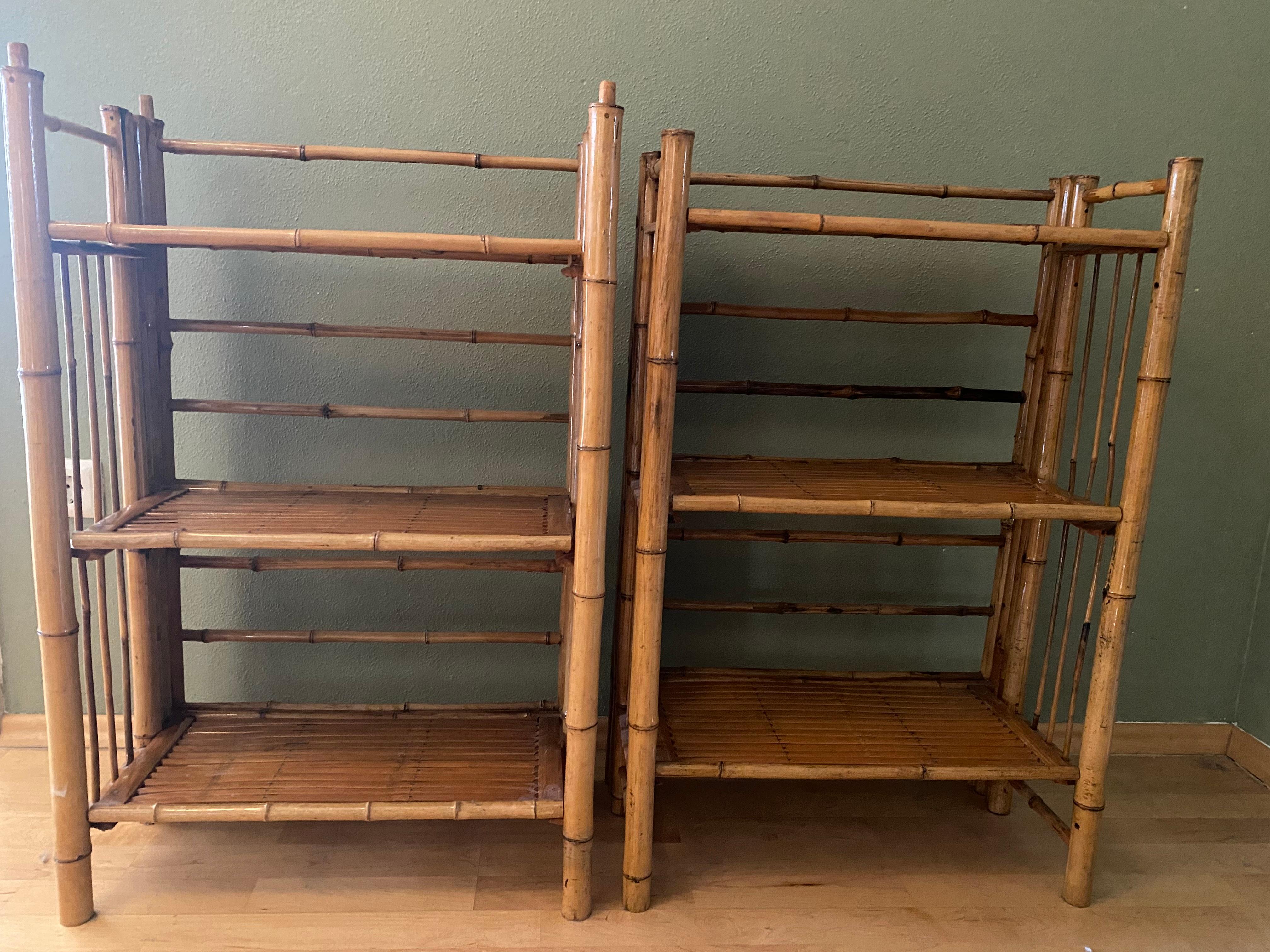 Stackable & Foldable Bamboo Shelving Unit, Italy, 1960s 1