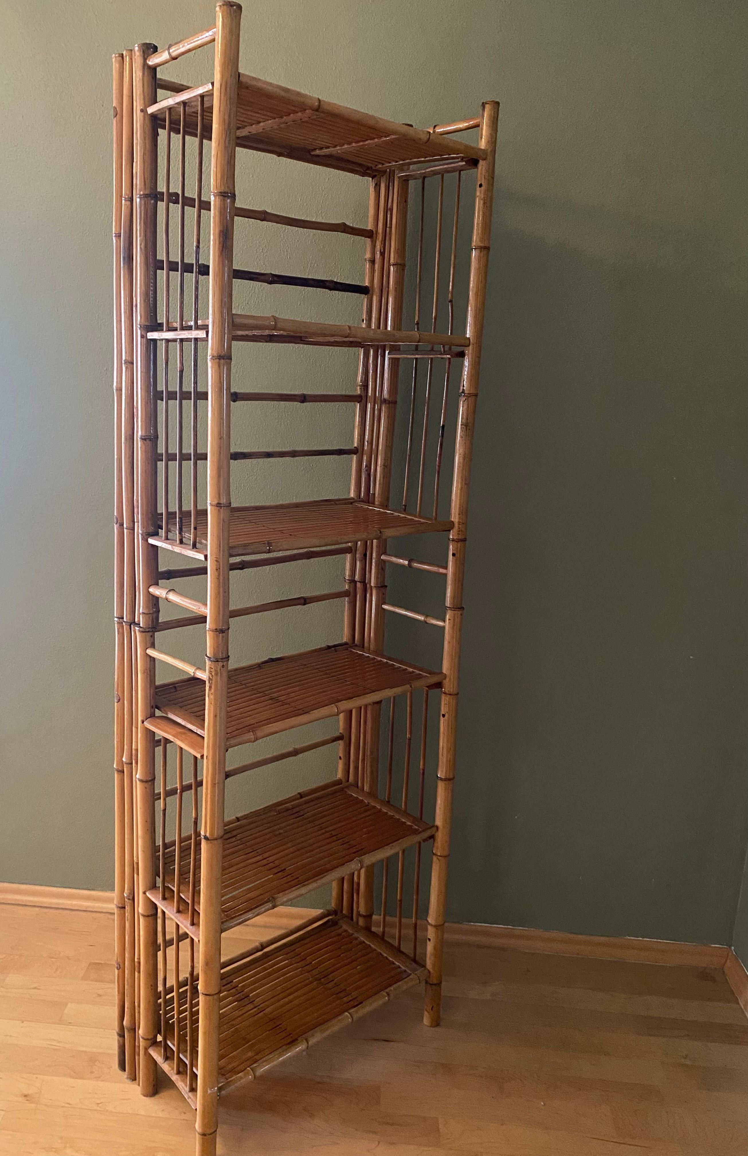 Stackable & Foldable Bamboo Shelving Unit, Italy, 1960s 2