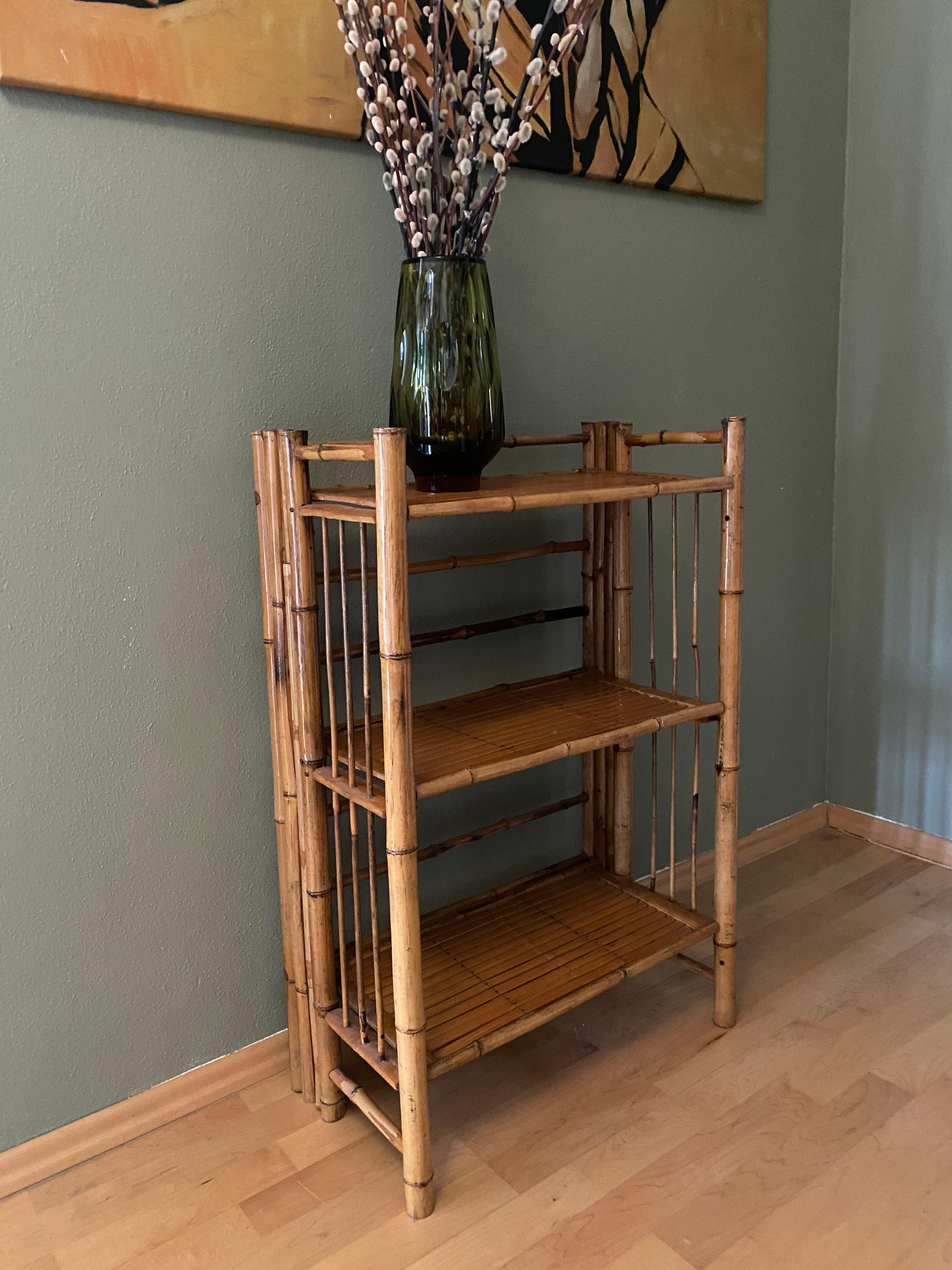Stackable & Foldable Bamboo Shelving Unit, Italy, 1960s 3