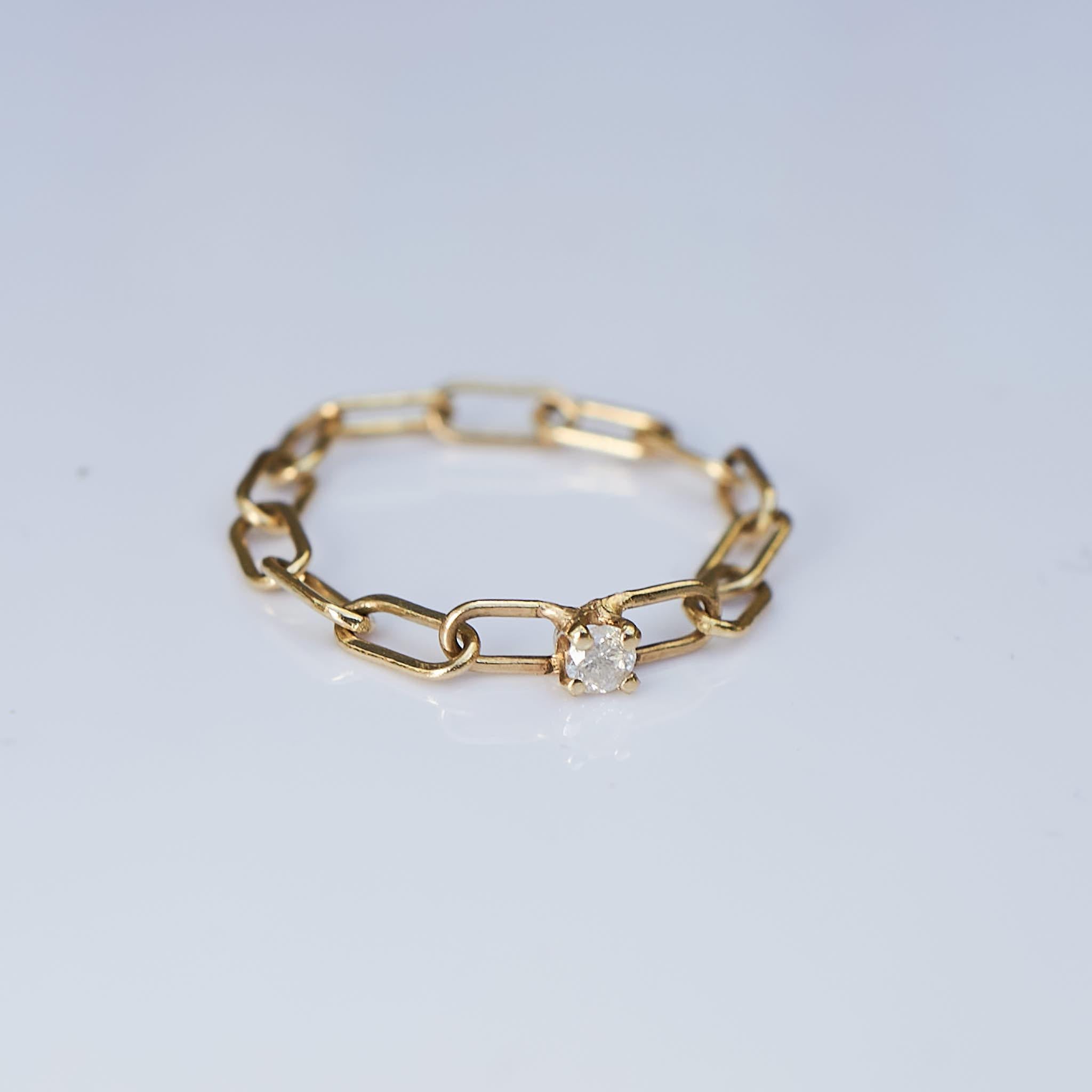White Diamond Chain Ring Gold Stackable For Sale 2
