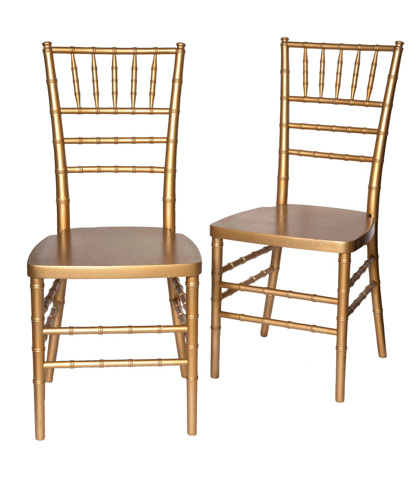 Stackable Gold Chairs Set/4 In Good Condition In Malibu, CA