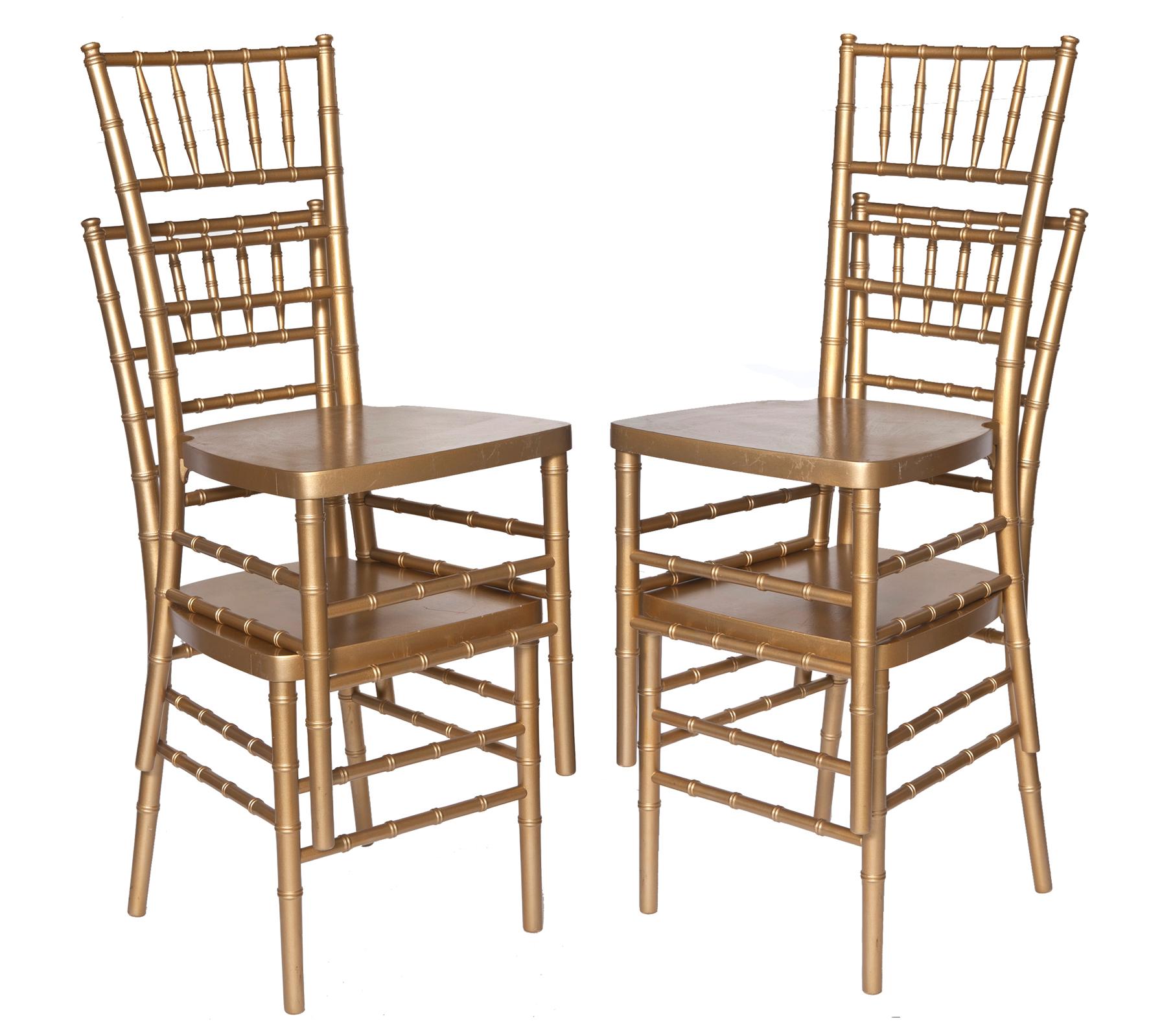 Giltwood Stackable Gold Chairs Set/4