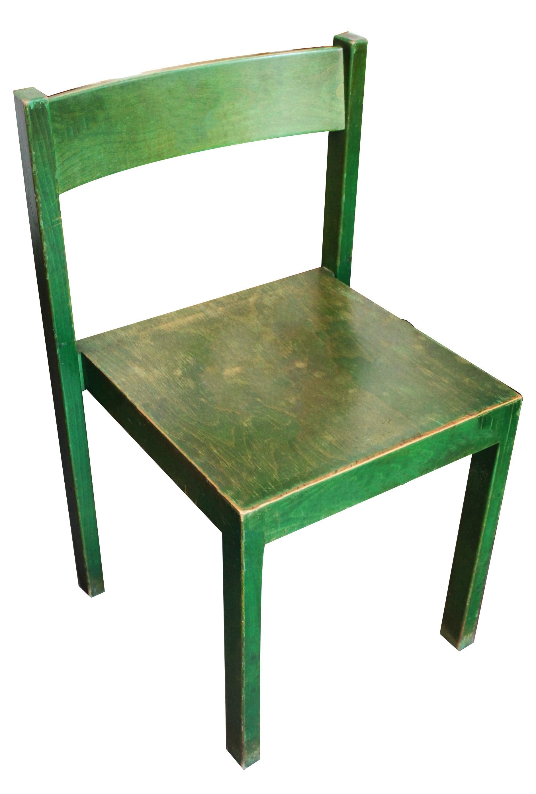 Mid-Century Modern Stackable Green Dining Chairs by Carl Auböck for E. & A. Pollak, Set of 6 For Sale