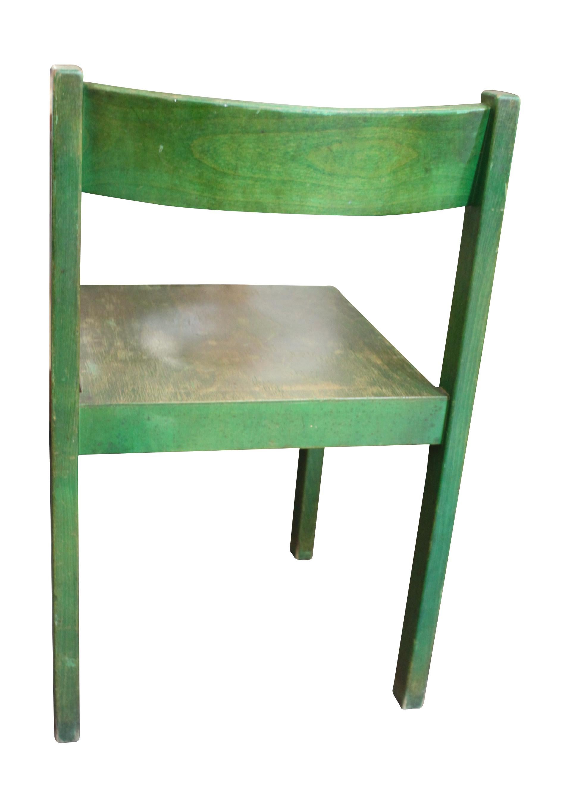 Stackable Green Dining Chairs by Carl Auböck for E. & A. Pollak, Set of 6 In Good Condition For Sale In Vienna, Vienna