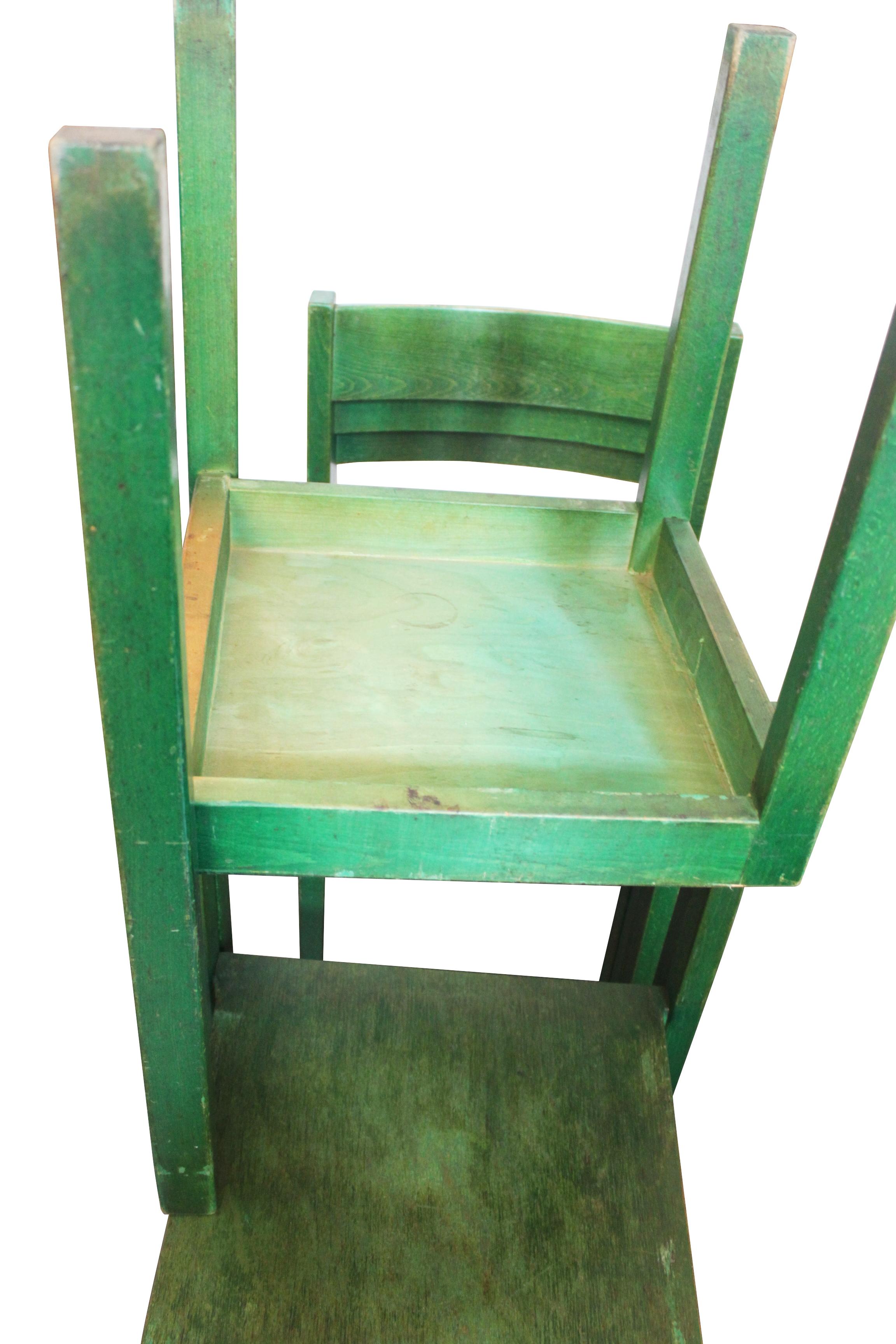 20th Century Stackable Green Dining Chairs by Carl Auböck for E. & A. Pollak, Set of 6 For Sale
