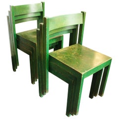 Stackable Green Dining Chairs by Carl Auböck for E. & A. Pollak, Set of 6