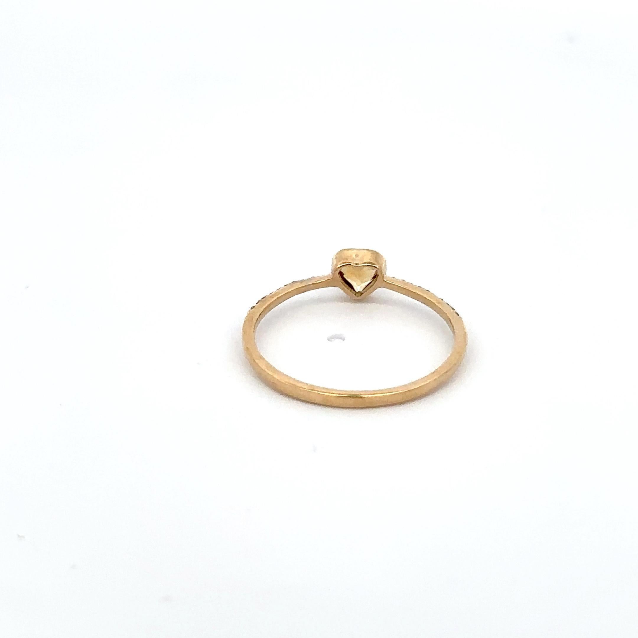 For Sale:  Stackable Heart Cut Citrine Ring with Diamonds in 14k Solid Yellow Gold 13