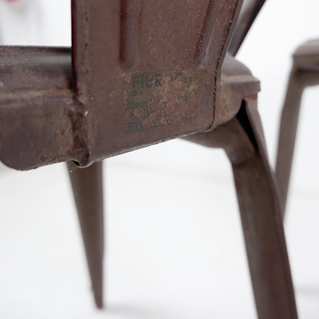 Stackable Industrial Bistro Chairs by Fibrocit of Belgium - Set of 4 - 1950s For Sale 5