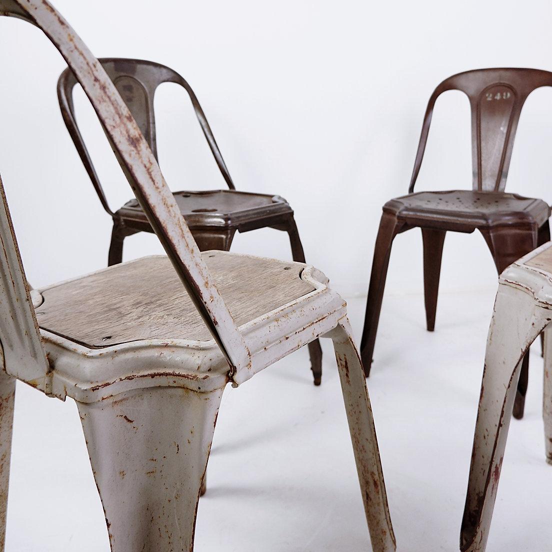 Stackable Industrial Bistro Chairs by Fibrocit of Belgium - Set of 4 - 1950s For Sale 9