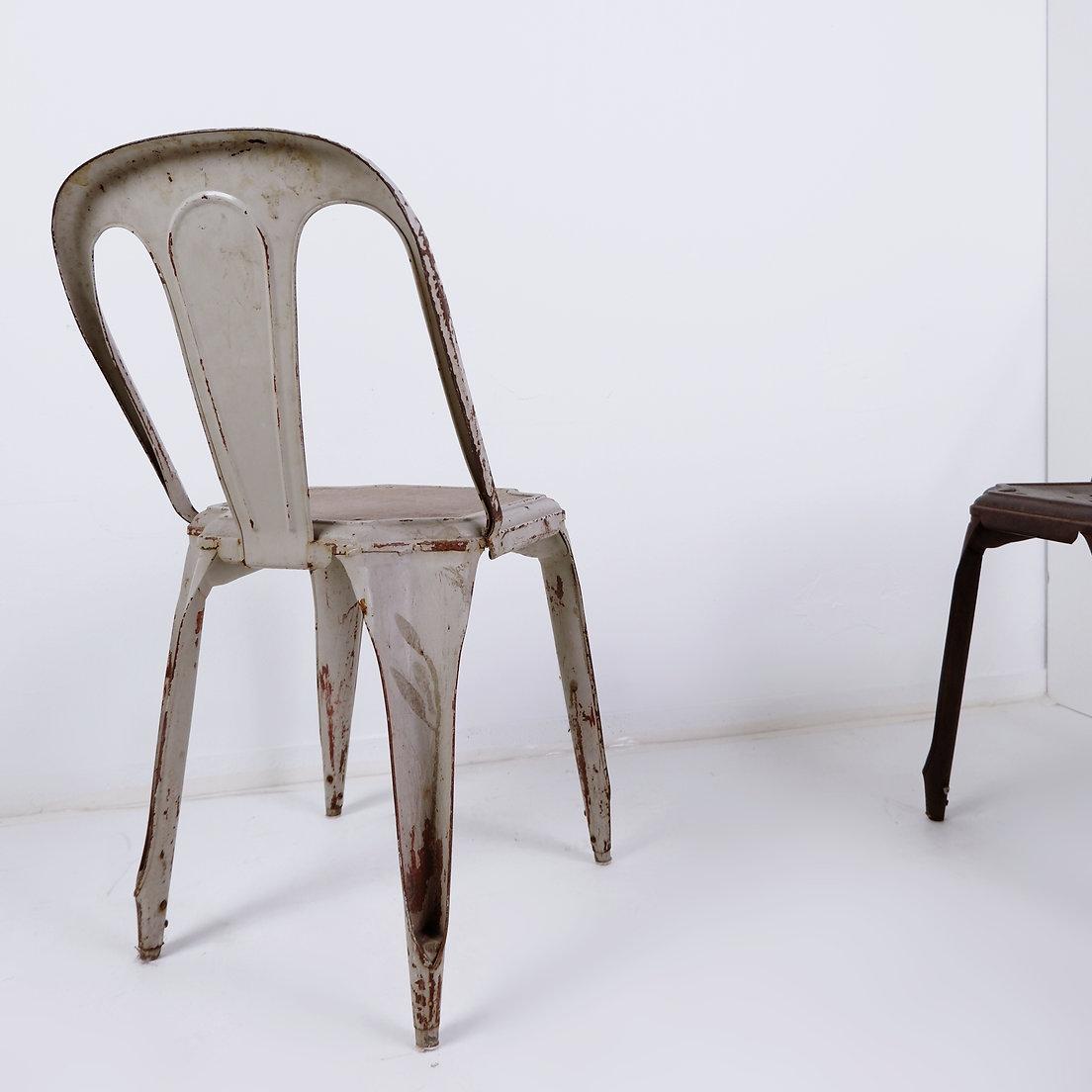 Metal Stackable Industrial Bistro Chairs by Fibrocit of Belgium - Set of 4 - 1950s For Sale