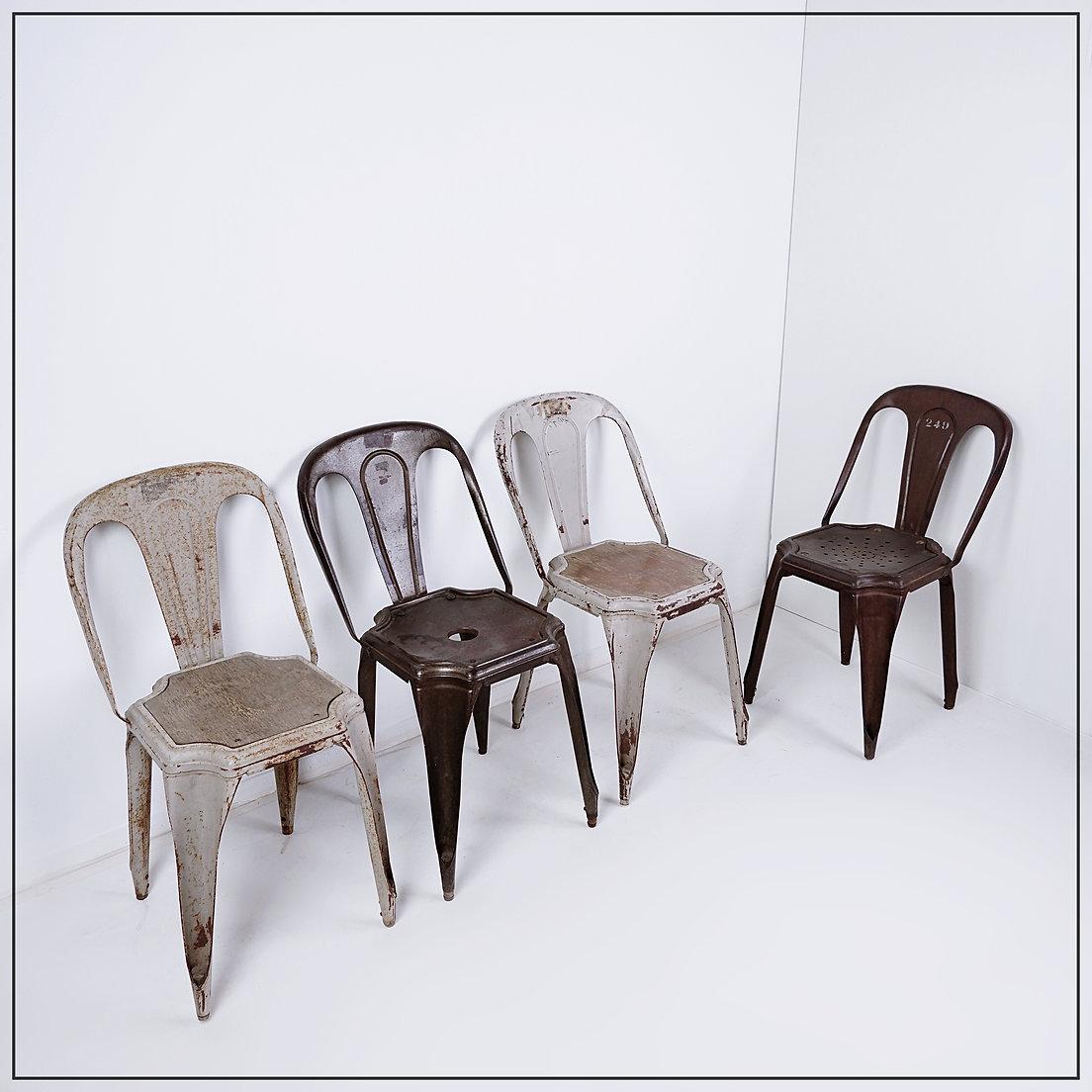 Stackable Industrial Bistro Chairs by Fibrocit of Belgium - Set of 4 - 1950s For Sale 3