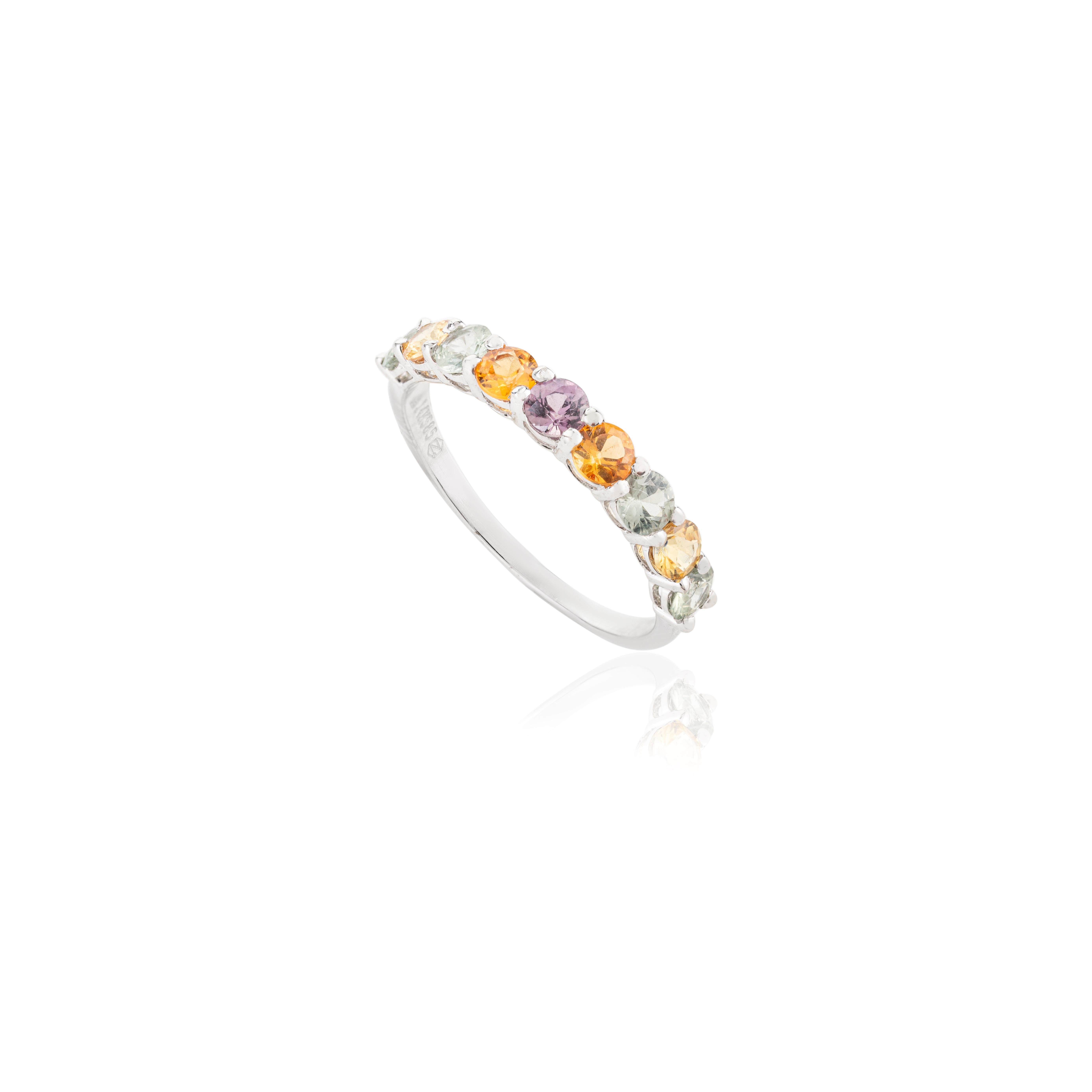 in vendita:  Anello a mezza promessa impilabile con più pietre per lei in oro bianco massiccio 14k 3