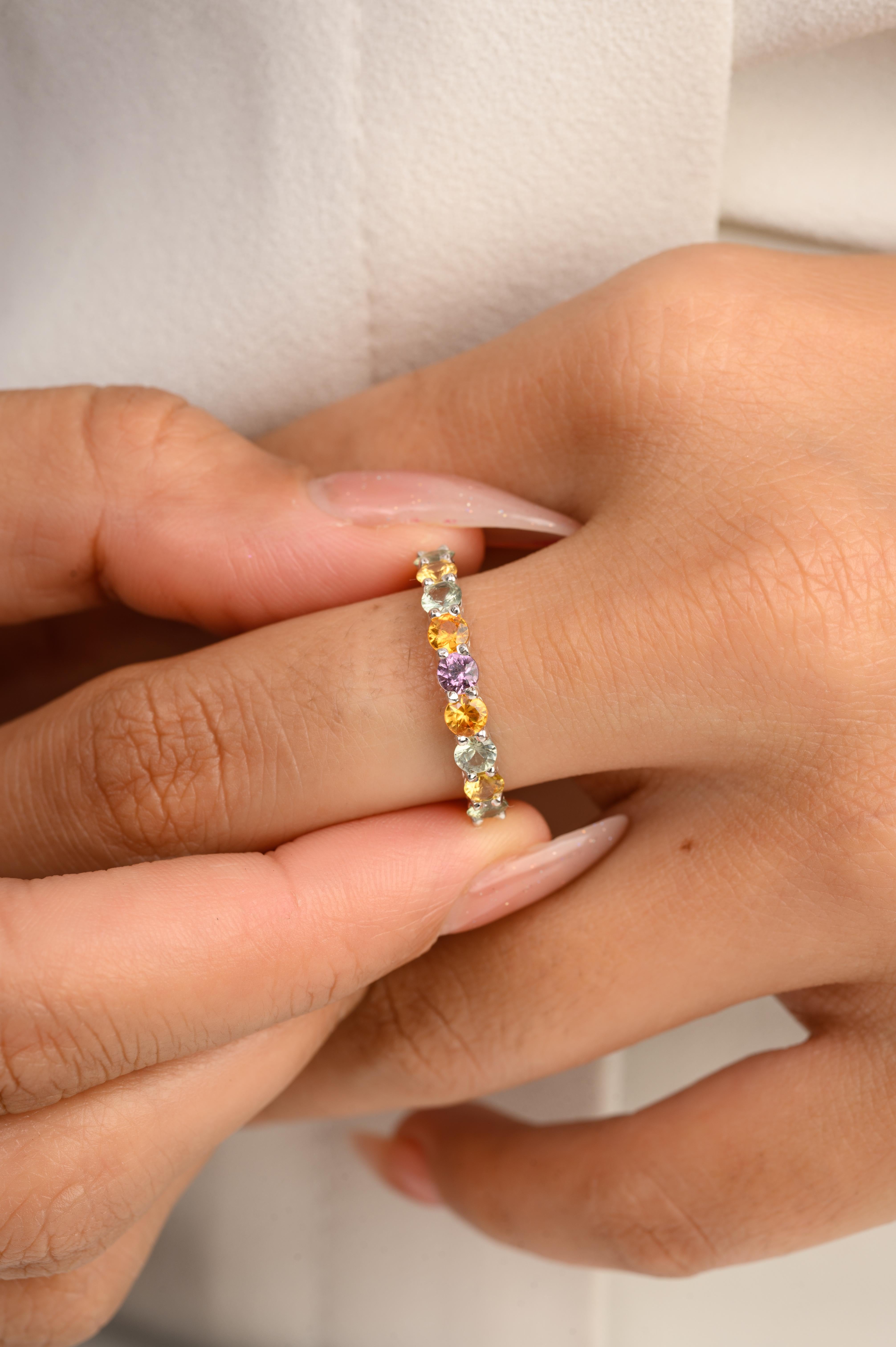 in vendita:  Anello a mezza promessa impilabile con più pietre per lei in oro bianco massiccio 14k 2