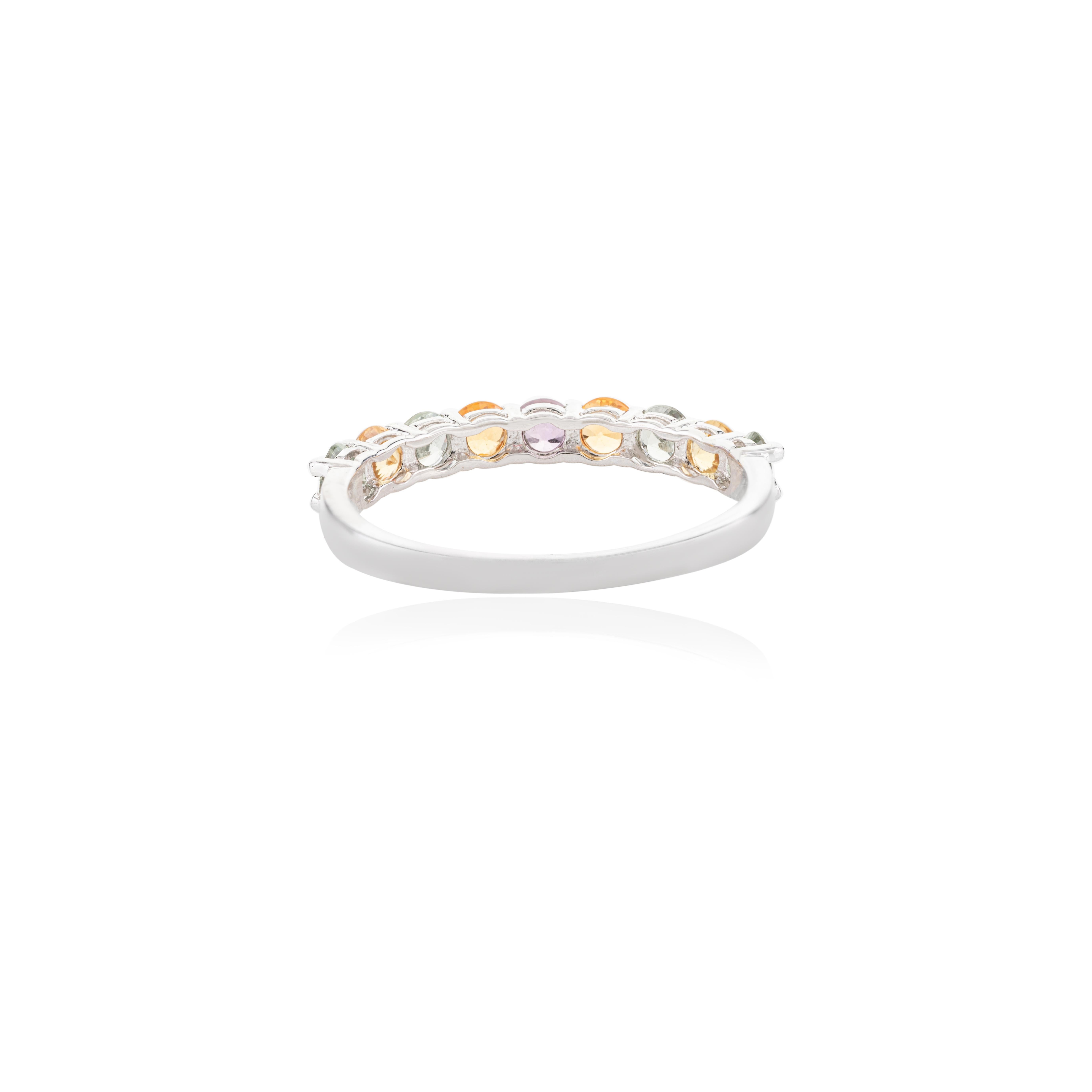 in vendita:  Anello a mezza promessa impilabile con più pietre per lei in oro bianco massiccio 14k 4