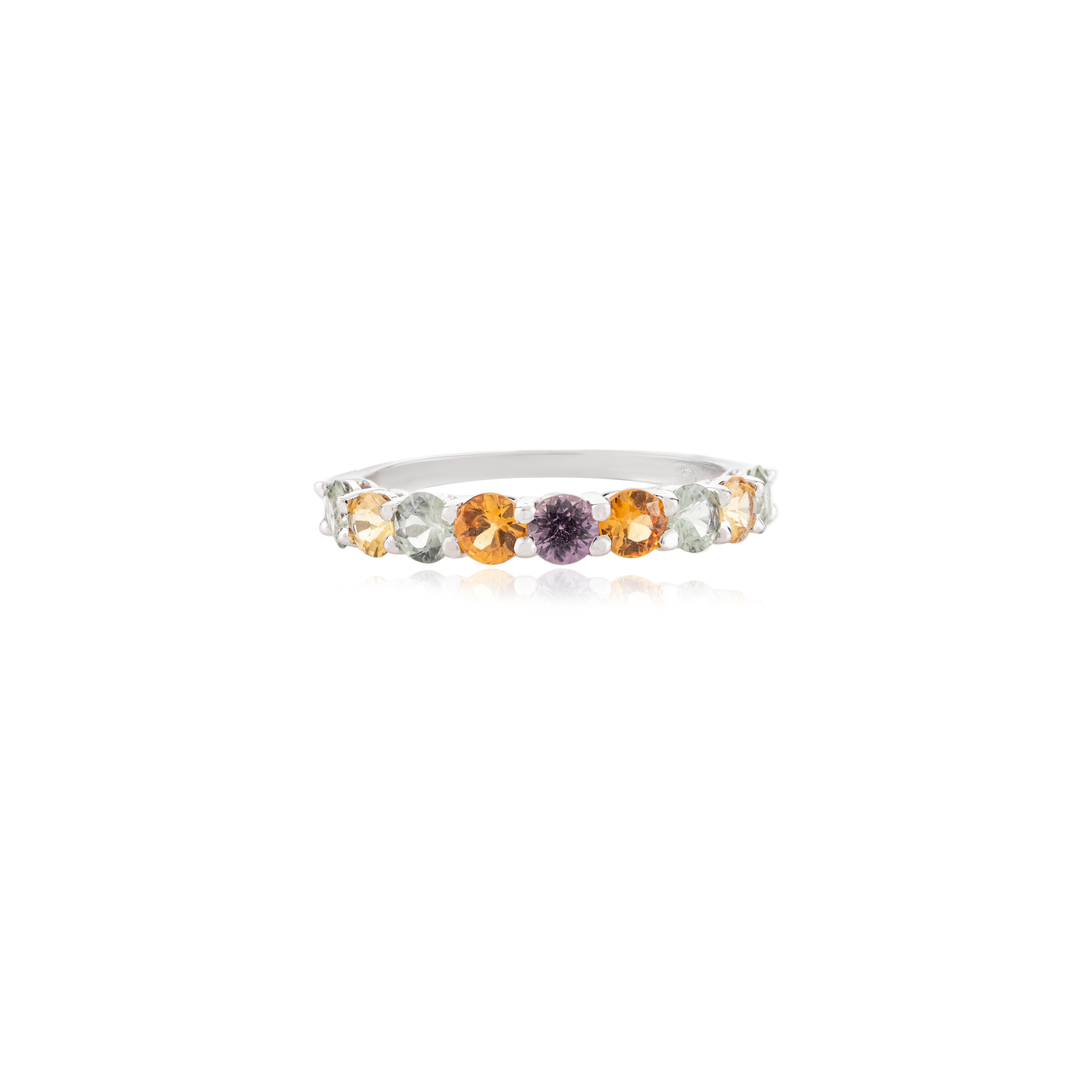 in vendita:  Anello a mezza promessa impilabile con più pietre per lei in oro bianco massiccio 14k 7