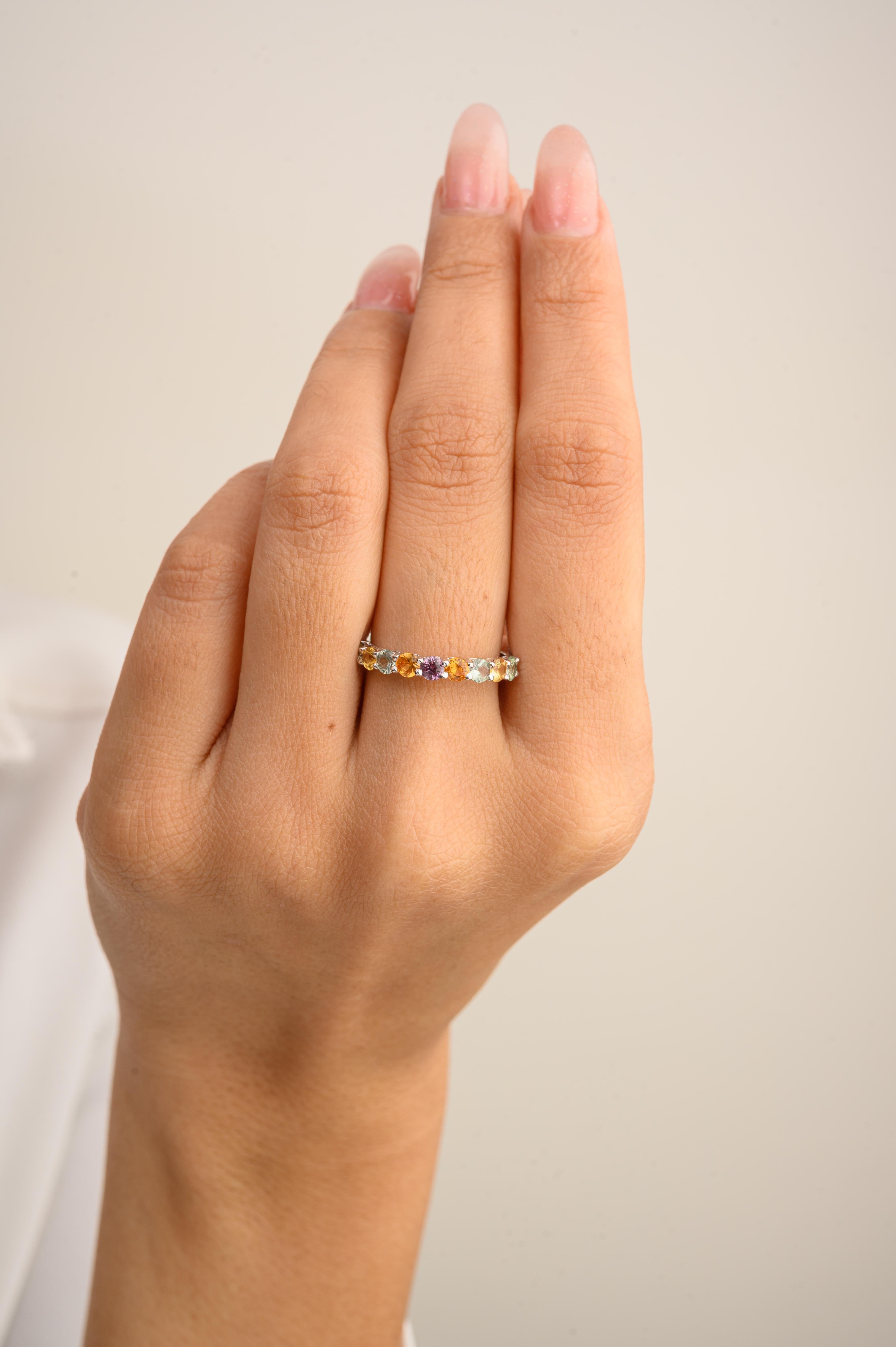 in vendita:  Anello a mezza promessa impilabile con più pietre per lei in oro bianco massiccio 14k 5